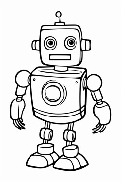a very simple line drawing of a robot