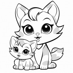 beautiful cute cat with kitten