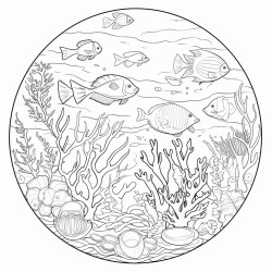 underwater adventure illustrate a variety of sea creatures coral reefs and underwater landscapes with hidden treasures like sunken ships and mermaids