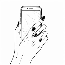 smart phone in girls hand nails blank screen