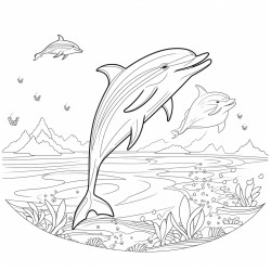 dolphines swim in boka bay