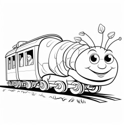 big catepillar on the train