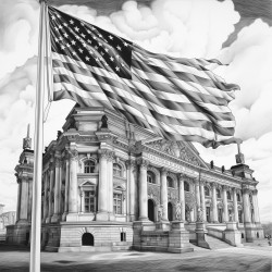 american flag with german flag