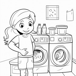 kids laundromat coloring page