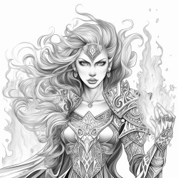 a fantasy girl with a fire powers and an overall fire theme