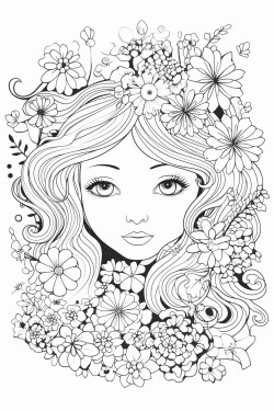 a cute inner calm  coloring bookvector white background black and white black drawing
