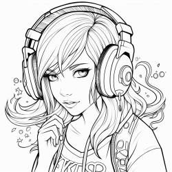 girl thats emo with gaming head phones