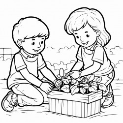 working in garden