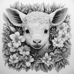 4 leaf clover with cow pig chicken goat rabbit and lamb