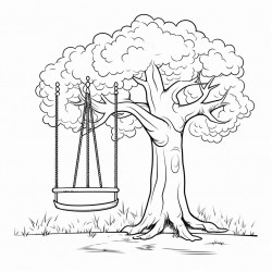 swing on tree relaxing theme simple background