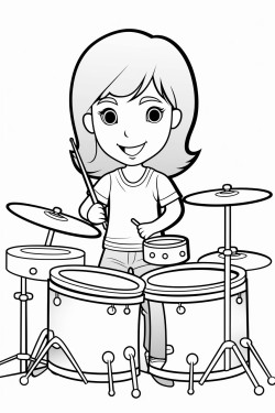 little girl playing the drum set