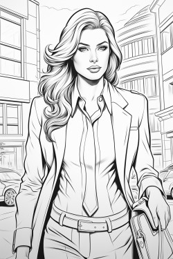 business girl without a face in a business suit carries a briefcase holds documents in her hand