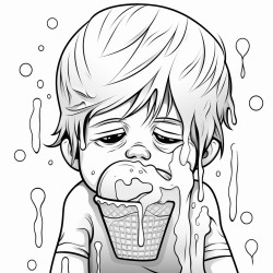 dropped ice cream cone with crying kid