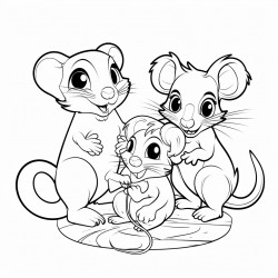 parrot cat dog hamster frog snake and mouse playing together
