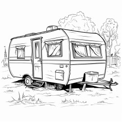 abandoned house with a caravan in front of it
