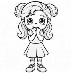 a girl standing up with her fists to her eyes crying