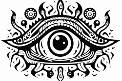 mystical eyeball with cool colors and shapes
