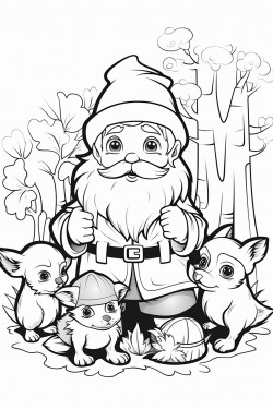 gnome playing with forest animals