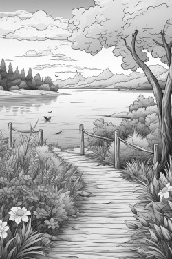 relaxing country side scenic lake view