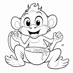 monkey with oatmeal dripping from his face who lives in the jungle