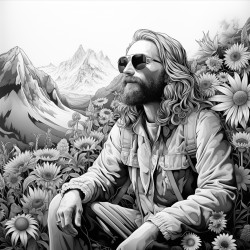 a hippy frozen in glue trying to save the fields before they burn