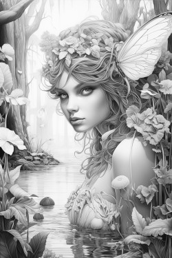 fairyland with a fairy emerging from the water