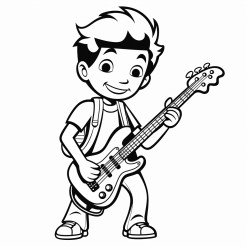 student playing the bass guitar