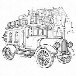 truck that transport fruits in steampunk city