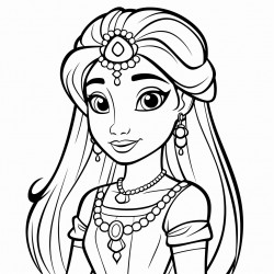 princess with long hair and looks more indian