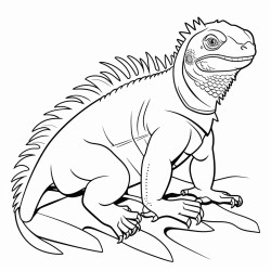 a full body coloring page of an iguana