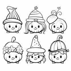 6adorable pumpkins in funny hats