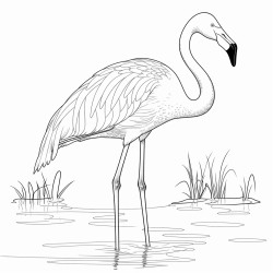 a full body coloring page of a flamingo