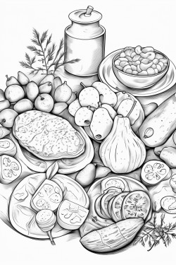 various delicious food on the table top view