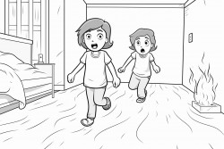 two kids in the  leaving room and the floor is lava