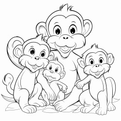 family cubs of monkey