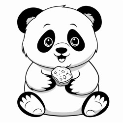 panda face closeup eating a cookie