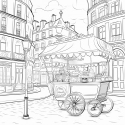 cotton candy cart in old street of paris