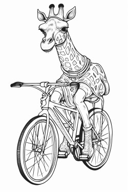 giraffe riding a bicycle