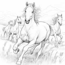 caballos corriendo en una pradera