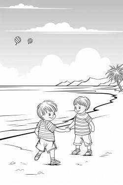 children playing at the beach