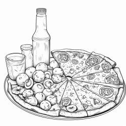pizza and lemonade on the table