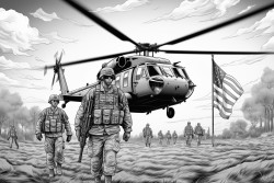 veteran war homecoming us flag suluting