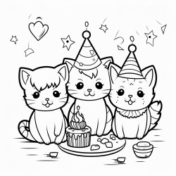 three cats at a party