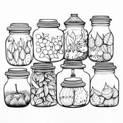 cute jars clean lines sharp lines distinct edges clear boundaries continuous lines