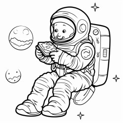 astronaut eating burger