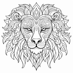 stress relief adult coloring page with lion patterns and many more for relaxation clear lines