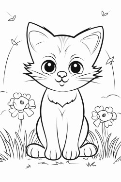 cat lying on the grass