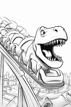 dinosaur on a rollercoaster