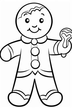 black and white simple gingerbread man holding a candy bar