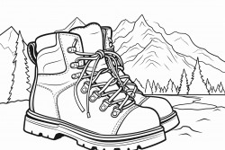 childrens coloring page of grand tetons hiking boot